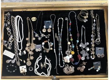 (167)  LOT OF ASSORTED COSTUME JEWELRY-NECKLACES, EARRINGS ETC
