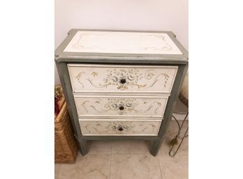 (144) WHITE AND PAINTED DISTRESSED DRESSER-3 DRAWERS-APPROX.31'X24'X14'