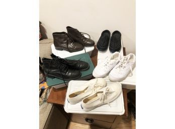 (141) LOT OF 5 PAIR OF LADIES BOOTS, SHOES AND SNEAKERS-SIZES RANGE 6-6 1/2