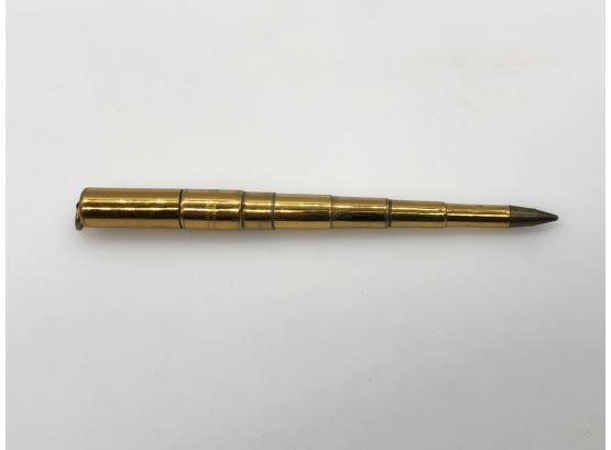 (146) VINTAGE TELESCOPING BALL POINT PEN-GOLD TONED-MEASURES 1 3/4' CLOSED-4 1/4' OPEN