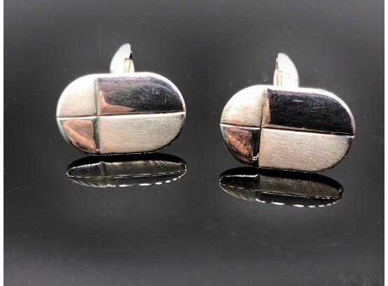 (91)VINTAGE STERLING SILVER CUFF LINKS - MADE IN ITALY - OVAL SHAPED - 925-7.2 DWT