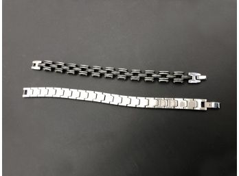 (90) LOT OF 2 STAINLESS STEEL FASHION  MENS BRACELETS  - APPROX.9'