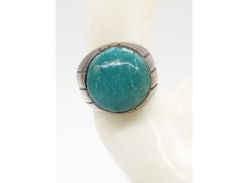 (39) NATIVE AMERICAN STERLING SILVER AND TURQUOISE MENS RING-SIZE 11.5 - 7.0 DWT