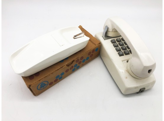 (63) TWO VINTAGE WESTERN ELECTRIC PIECES - ONE PHONE WITH RECEIVER & ONE BASE ONLY - WHITE