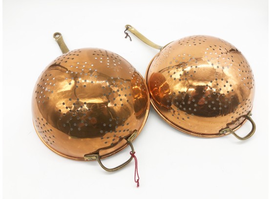 (54) TWO SOLID COPPER STRAINERS WITH HANDLES - MADE IN PORTUGAL