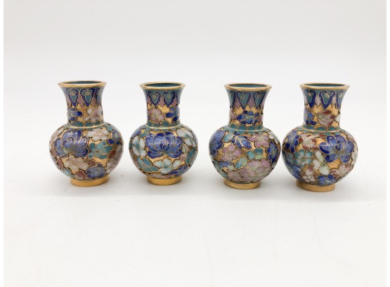 (76) LOT OF FOUR MINIATURE CLOISSONE VASES - MADE IN CHINA - 3' TALL EA.