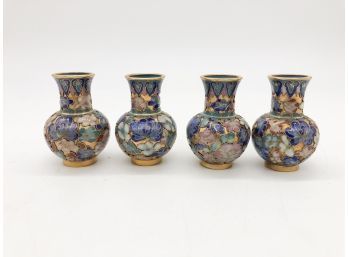 (76) LOT OF FOUR MINIATURE CLOISSONE VASES - MADE IN CHINA - 3' TALL EA.