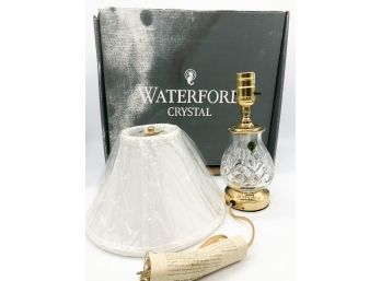 (69) WATERFORD CRYSTAL TABLE LAMP WITH SHADE - NEW IN BOX - 10.5' TALL WITHOUT SHADE