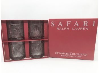 (50) SAFARI Ralph Lauren SIGNATURE COLLECTION - SET OF FOUR HIGHBALL GLASSES NEW IN BOX - LIONS