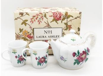 (79) LAURA ASHLEY TEA POT & TWO MUGS - NEW IN BOX