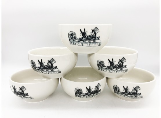 (14) SET OF SIX 'ALICE IN WONDERLAND' CEREAL BOWLS - FISHS EDDY, NYC - 6' - NEVER USED