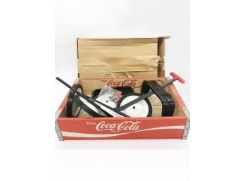 (138) VINTAGE COCA COLA 'BUILD YOUR OWN' WAGON - WOOD SODA CRATE & ALL PARTS & INSTRUCTIONS