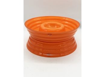 (5) PAIR OF DANSK CHIP AND DIP BOWLS  -  ORANGE GLASS -  10' - NEVER USED