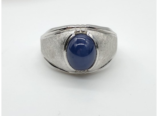(13) STERLING SILVER AND STAR SAPPHIRE  GEMSTONE MENS RING-SIZE 9-WEIGHT 3.6 DWT