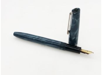 (134) VINTAGE OSMOROID FOUNTAIN PEN-COLOR BLUE AND WHITE-ROLATIP MED. NIB-UNTESTED
