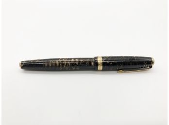 (15) VINTAGE PARKER BLUE DIAMOND FOUNTAIN PEN-BROWN AND GOLD STRIPED-1940'S-VACUMATIC