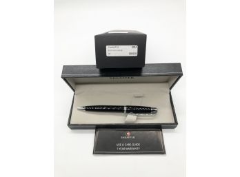 (27) VINTAGE SCHEAFFER BALL POINT PEN-BLACK WITH CHROME-NEW IN BOX