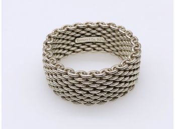 (130) TIFFANY & CO. STERLING SILVER SOMERSET MESH WEAVE RING-SIZE 11 1/2-APPROX. 6.5 DWT
