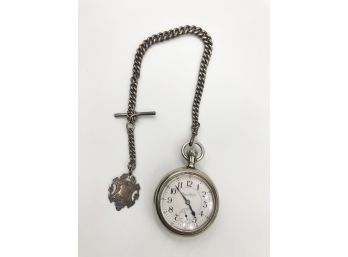 (49) VINTAGE HAMPDEN WATCH CO-POCKET WATCH-15 J-2811580-WITH CHAIN-WORKS
