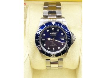 (127) INVICTA MEN'S #9094A-PROFESSIONAL STAINLESS STEEL AUTOMATIC BLUE DATE-NEW OLD STOCK