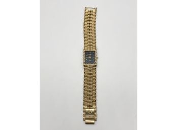 (84) ELGIN MENS DIAMOND COLLECTION-GOLD TONE DRESS WATCH-FG007N-SOME WEAR ON BACK-MEEDS BATTERY