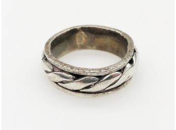 (131) VINTAGE STERLING SILVER RING-W/BRAID DESIGN-SIZE 8 1/2-APPROX. 6.3 DWT