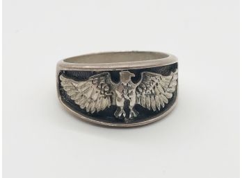 (41) MENS STERLING SILVER OXIDIZED EAGLE RING-5.1 DWT-SIZE 10