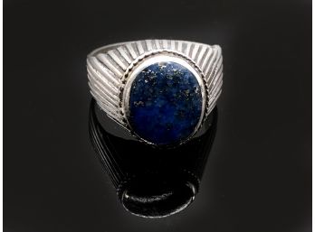 (138) STERLING SILVER AND LAPIS LAZULI STONE-SIZE 9-APPROX WEIGHT 4.2 DWT