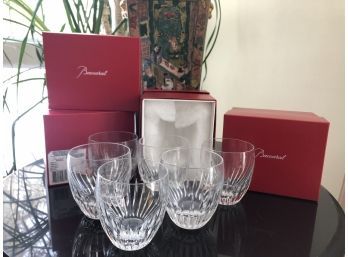 (125) SET OF SIX BACCARAT GLASSES  - NEW OLD STOCK - THREE HAVE BOXES