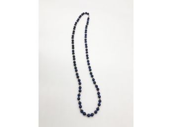 (J13) LOOKS LIKE LAPIS STONE NECKLACE WITH 14KT GOLD CLASP-APPROX.32' LONG