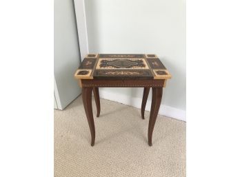 (U8) VINTAGE ITALIAN INLAID WOOD MARQUETRY MUSICAL TABLE - NOT WORKING - 15' BY 16'