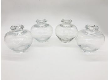(55) SET OF FOUR BULBOUS GLASS BUD VASES - 5'