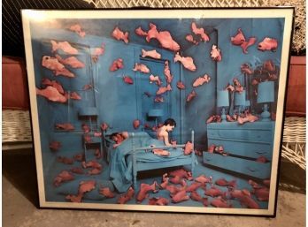 (B8) VINTAGE PRINT - COUPLE IN BED WITH FLYING FISH - CASTELLI PHOTOGRAPHS - 34' BY 27'