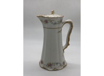 (36) ANTIQUE LIMOGES TALL PORCELAIN COFFEE POT - CHIP TO TOP EDGE