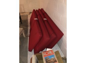 (B3) SET OF FOUR RED 'SUNBRELLA' CHAISE LOUNGE CUSHIONS - NEW