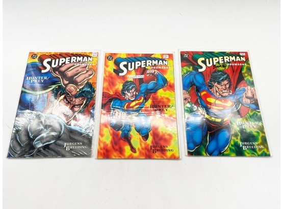 (160) LOT OF 3 VINTAGE 'SUPERMAN' COMICS-1994 #'S 1,2 AND 3-COMPLETE SET