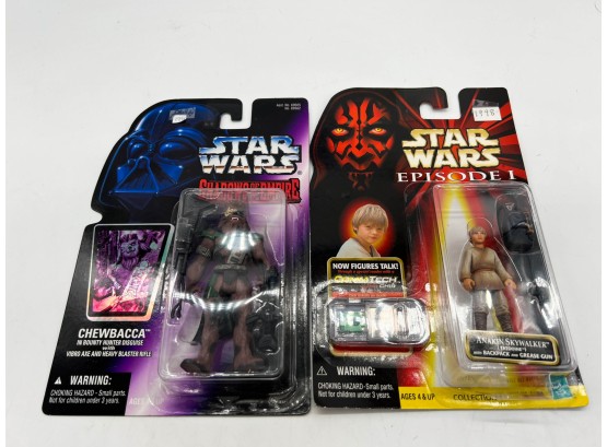 A-20- LOT OF 2 Star Wars  ACTION FIGURES - CHEWBACCA & ANAKIN SKYWALKER  -UNOPENED PACKAGES