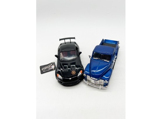 A-53- LOT OF TWO DIE CAST COLLECTOR CARS - JADA 1953 CHEVY PICK UP & HONDA S 2000