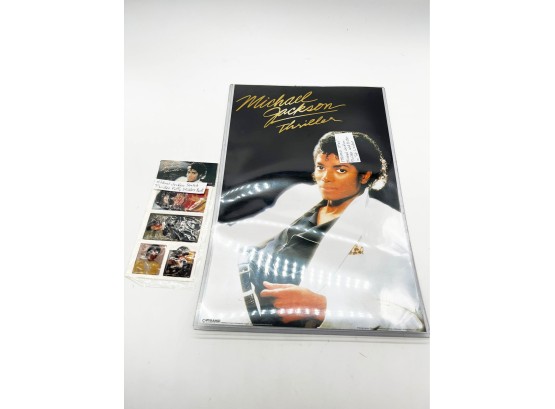 A-22- LOT OF 2 - MICHAEL JACKSON 'THRILLER' WALL POSTER 11.5' By 17' POSTER & SEALED MJ PUFFY STICKERS PACK