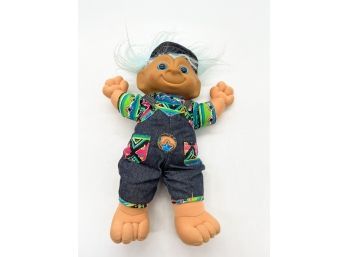 A-3- VINTAGE ACE NOVELTY CO. TROLL DOLL - 13' - STAR BELLY BOY IN OVERALLS