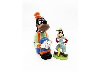A-85- TWO VINTAGE DISNEY 'GOOFY' FIGURINES - WDP & HOME MADE VINTAGE