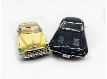 A-54- LOT OF TWO DIE CAST COLLECTOR CARS - JADA 1953 CHEVY BEL-AIR CONVERTIBLE & ERTL AMERICAN MUSCLE CORVETTE