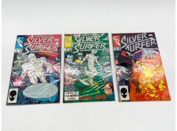 (153) LOT OF VINTAGE 'SILVER SURFER' COMIC BOOKS- DATED 1987 #'S 5 AND 6 AND 1988 #7