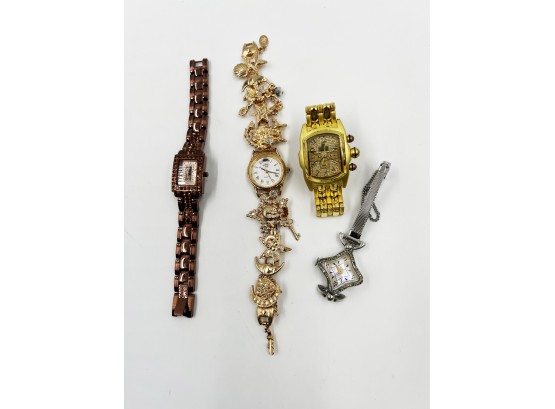 (79) LOT OF 4 LADIES VINTAGE WATCHES-METRON, RELIC, KIRKS FOLLY CHARMS AND ICE STAR-UNTESTED