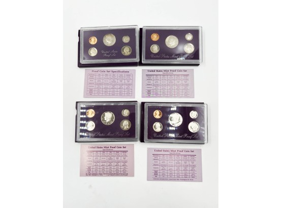 (119) LOT OF 4 UNITED STATES PROOF SETS-1987-1988-1990 & 1991