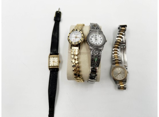 (100) LOT OF 4 VINTAGE WATCHES-GRUEN, LUCERNE, SEIKO AND 1 NO NAME