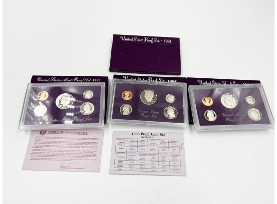 (115) 4 SETS OF US MINT PROOF STES-1985, 1986, 1992 AND 1984