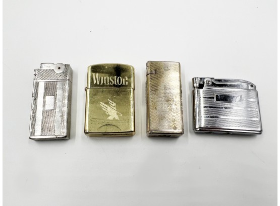 (62) LOT OF 4 VINTAGE LIGHTERS-HADSON, RONSON, ASR AND 'MARLBORO' BY FIREBIRD-UNTESTED