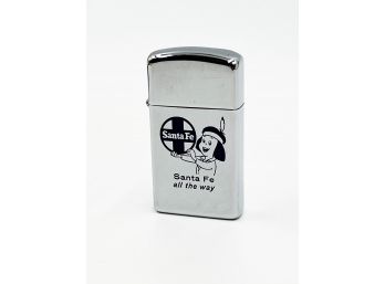 (135) VINTAGE 1967 'ZIPPO' LIGHTER-INSCRIBED 'SANTA FE ALL THE WAY' IN CASE LOOKS LIKE ITS NEVER BEEN USED