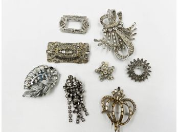 (J-19) LOT OF ANTIQUE RHINESTONE BROOCHES - CHECK PICS, A FEW STONES MISSING